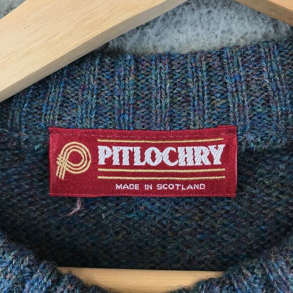 Vintage Pitlochry Made in Scotland Wool Argyle sweater Size L - Picture 3 of 8